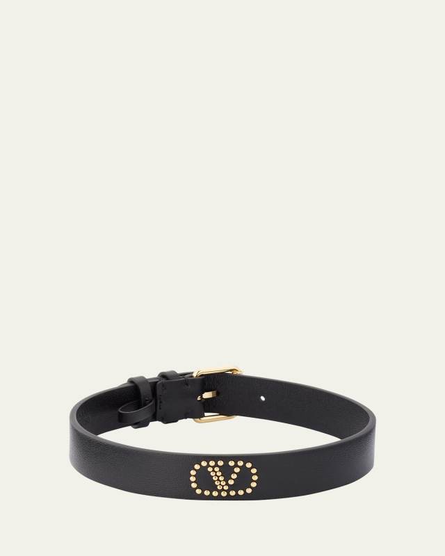 Studded VLOGO Signature Leather Choker